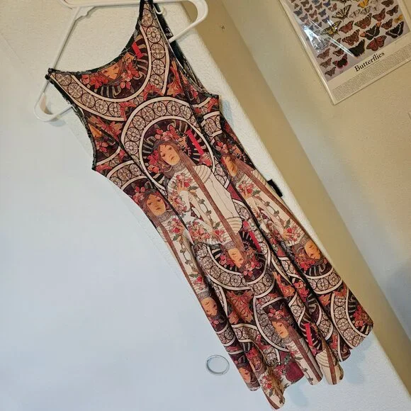 4 in 1 Blackmilk Mini Dress - Limited Edition Reversible Alphonse Mucha Art - Picture 5 of 12